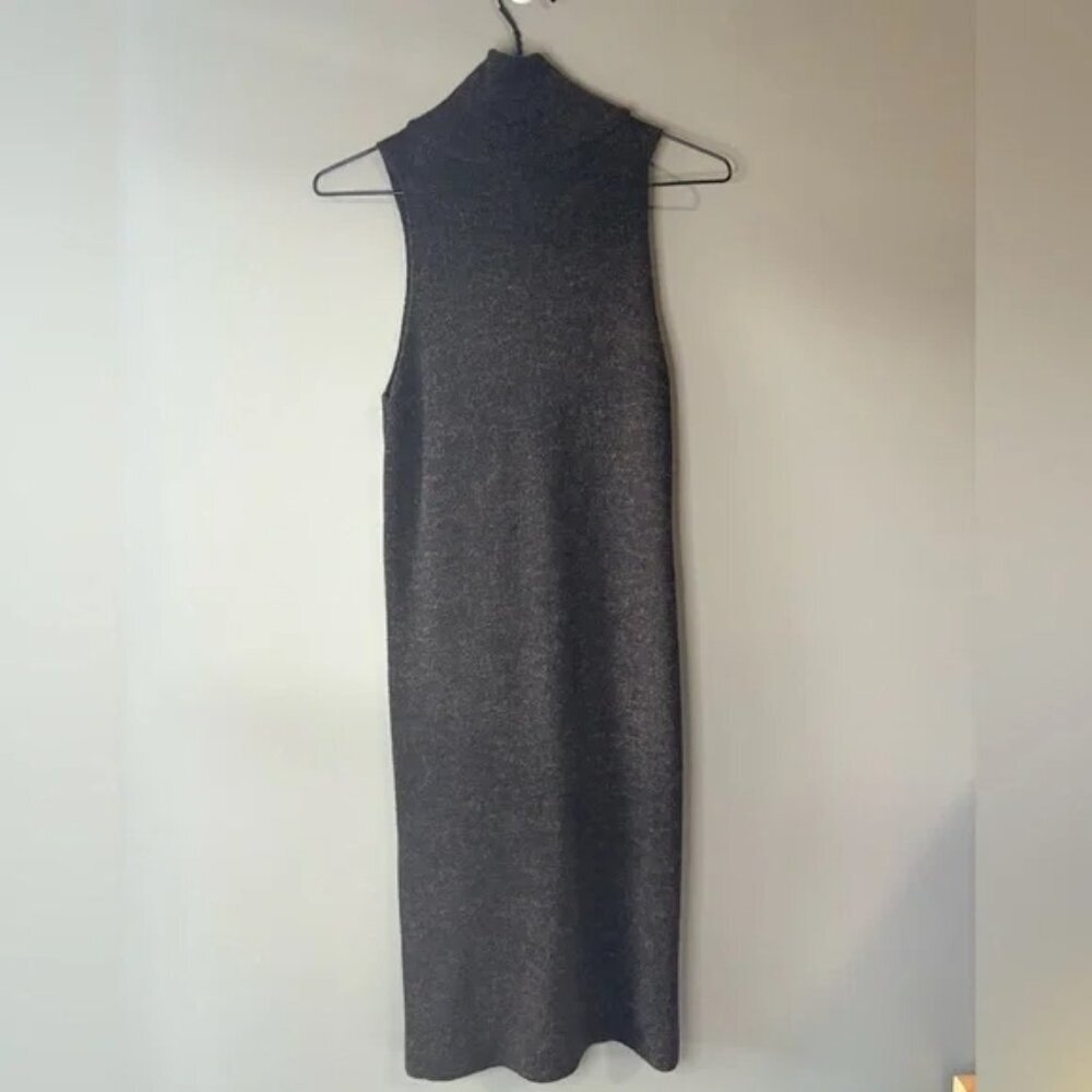 ZARA Knit HIGH NECK Midi Turtleneck Dress BROWN Size S Alpaca/Wool, Italian Yarn - Picture 4 of 7
